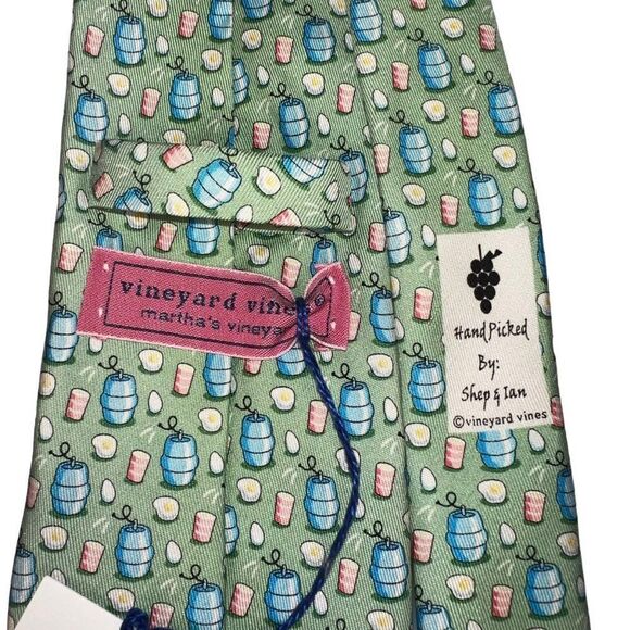 Vineyard Vines Kegs & Eggs Green Tie 1T0514 NWT - Picture 2 of 5